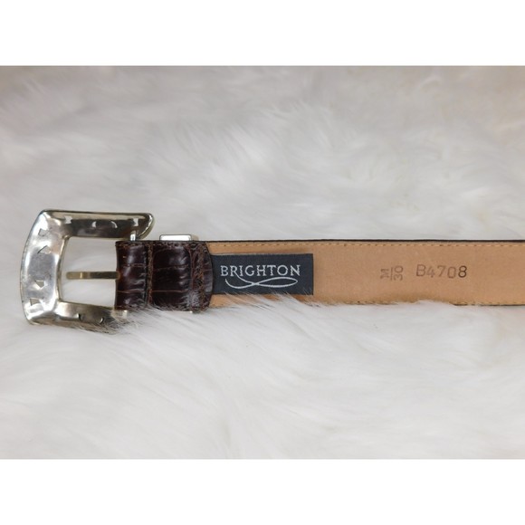 BRIGHTON BROWN EMBOSSED LEATHER BELT MED - Picture 6 of 9